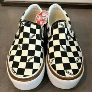 Vans Classic Slip On Shoes Black White Checkerboard Womens